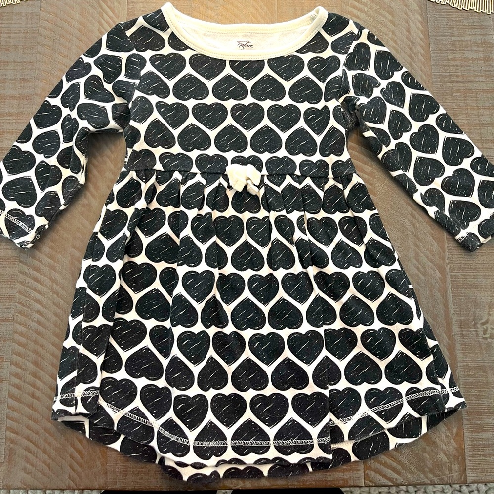 Girls Infant Heart Patterned Black and White Kids Dress